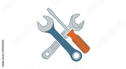 Adjustable Wrenches Crossed Illustration.