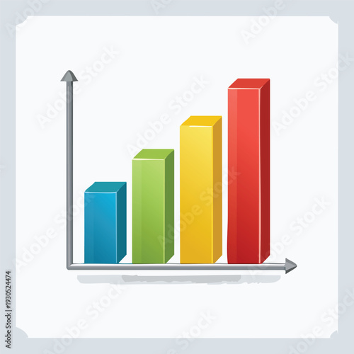 Colorful 3 d bar graph illustrating growth and statistics