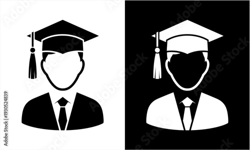 Graduate student avatar icon in black and white.