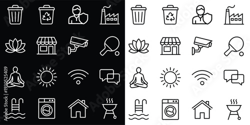 Eco, Home, Security, Technology and Lifestyle Outline Icons Collection 