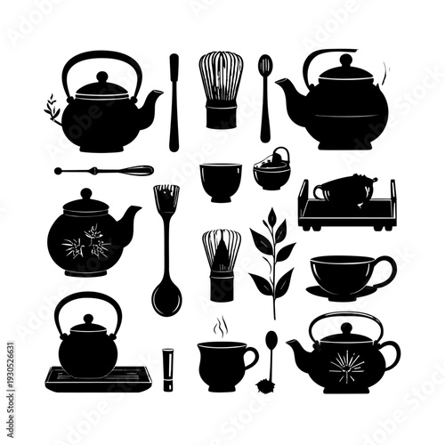 Tea Kettles and Tea Accessories Set.