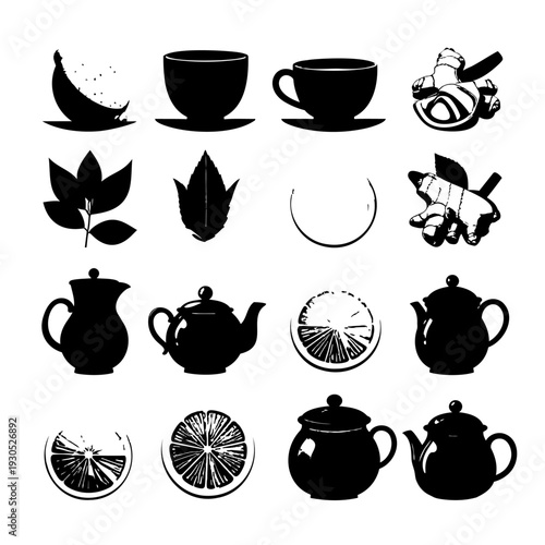 Tea Cups and Tea Silhouettes.