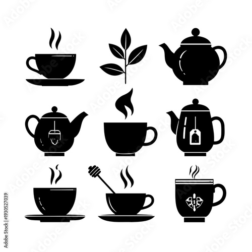 Collection of Tea Cups and Teapots.