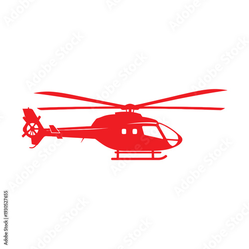 Red Helicopter Silhouette Side View.