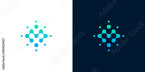 Abstract digital network connection logo, technology and connectivity concept