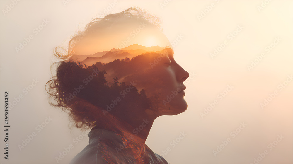 Fototapeta premium Woman experiencing peace and mindfulness in nature