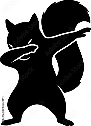 Black squirrel performing a dab pose, a trendy dance move icon for animal mascot, sticker, and fun content. Vector illustration