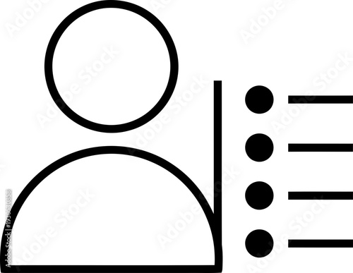User profile icon with checklist, personal information concept. Simple minimalist clean line graphic user interface element vector symbol