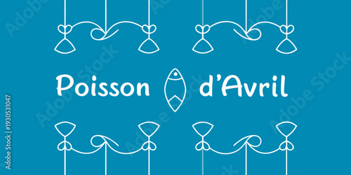 April fools day greeting with fish and heart shaped decorations