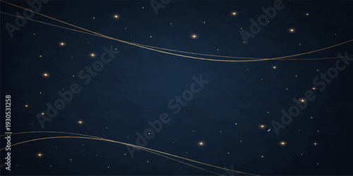 Abstract blue winter night sky background with glowing Christmas snowflakes and bright starry stars in a dark cosmos galaxy vector illustration design