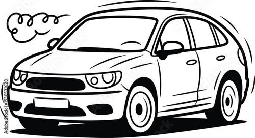 Car Speeding with Smoke from Exhaust