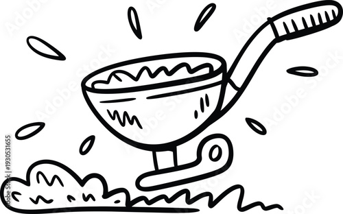 Cartoon Wheelbarrow with Soil