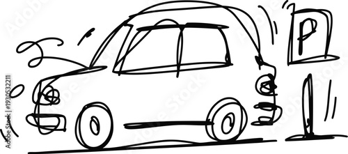 Electric Car Charging Station Illustration