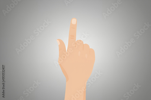 Flat Vector Illustration of a Human Hand Pointing Upwards with Index Finger Extended Isolated on Gradient Background for UI UX Design or Web Interface Use