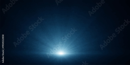 A blue abstract background features a digital design of glowing light rays and energy waves across a dark space where motion art creates a flare of color like a star flash in the night sky