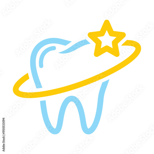 Tooth with Star and Ring Illustration.