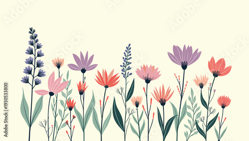 A serene floral illustration with muted colors, perfect for backgrounds, stationery, website design, or adding a touch of nature to any project. Evoke