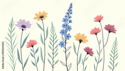 A gentle, artistic floral design evokes a sense of calm and natural beauty. Ideal for backgrounds, website elements, or adding a touch of freshness to