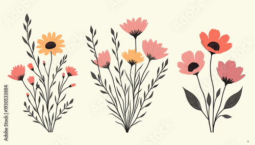 This delicate floral illustration offers a simple, elegant backdrop for projects seeking a natural or artistic feel. Ideal for website backgrounds and