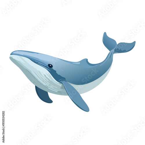 Cartoon whale swimming with blue and teal coloring