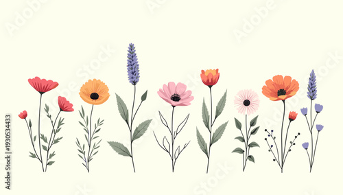 A serene and delicate floral illustration, perfect for backgrounds, spring themes, or adding a touch of nature to creative projects. Evokes feelings o