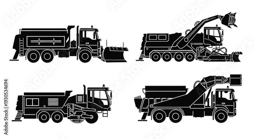 set of trucks silhouettes