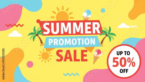 Summer Promotion Sale Banner with Discount.
