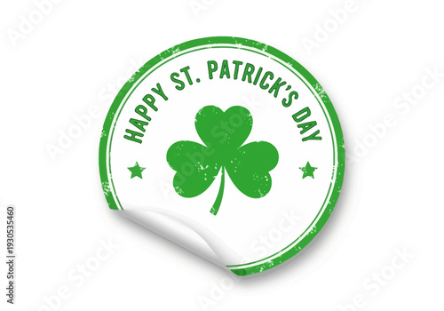 St patricks day sticker with shamrock