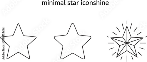 Minimalist star icons showing progression from simple outline to shining brilliance