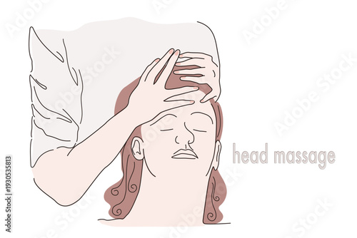 頭のマッサージをしているイラスト