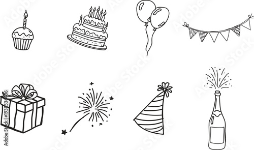 doodle -Birthday Cake , Bomb etc eps file 