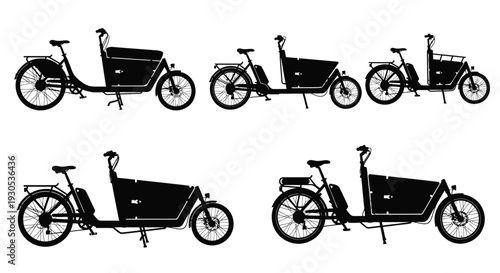 Cargo bike delivery tricycle silhouette illustration
