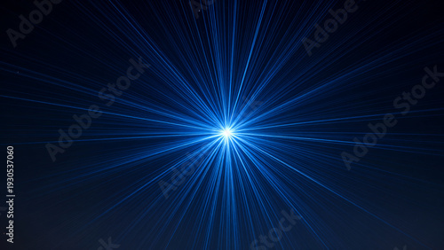 Radiant Blue Light Burst Emanating From a Central Point Against Dark Background, Abstract Cosmic or Technological Energy Explosion Suitable for Sci-Fi Backgrounds and Digital Effects