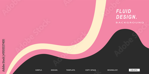Wavy and fluid shapes background template copy space. Modern and minimalistic forms backdrop. For poster, landing page, presentation, cover, banner, or flyer.