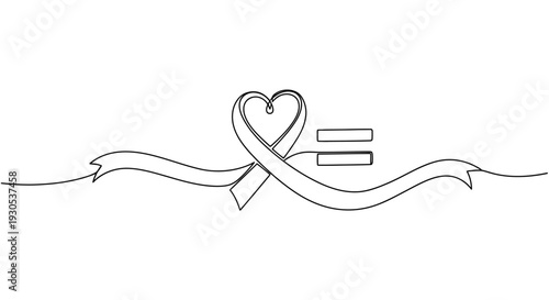 Heart Ribbon Equality Symbol Outline