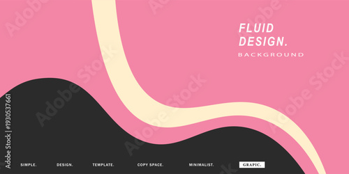 Wavy and fluid shapes background template copy space. Modern and minimalistic forms backdrop. For poster, landing page, presentation, cover, banner, or flyer.