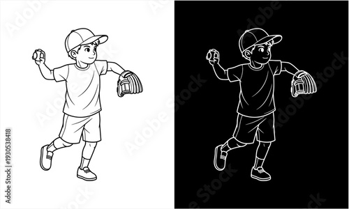 Young baseball player in action, ready to throw the ball.