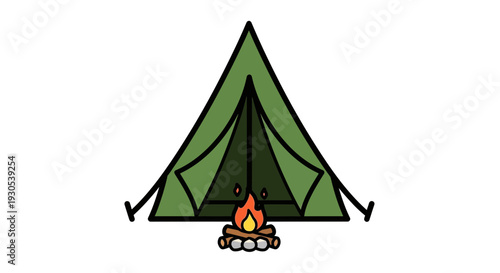 Camping Adventure Cozy Tent with Campfire Under the Stars, Perfect for Outdoor Escapes