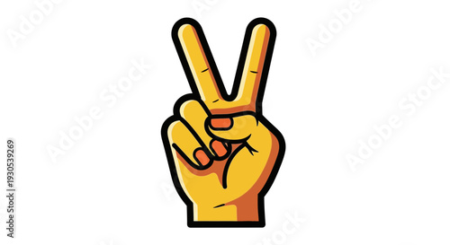 Illustration of a hand showing the peace sign with index and middle fingers raised in a V shape