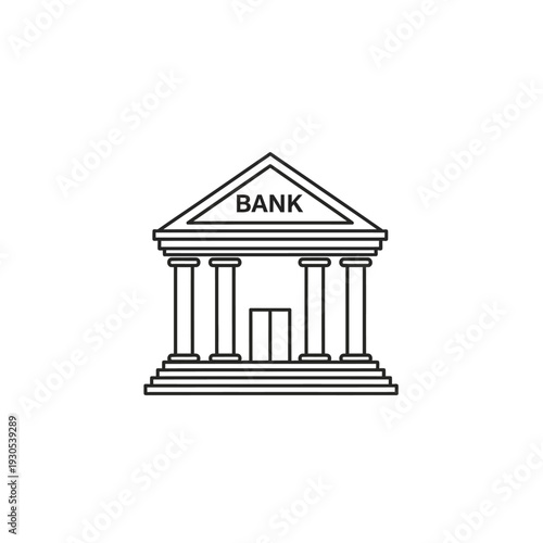 Classic Bank Building Architecture with Columns and Steps for Financial Institution Display