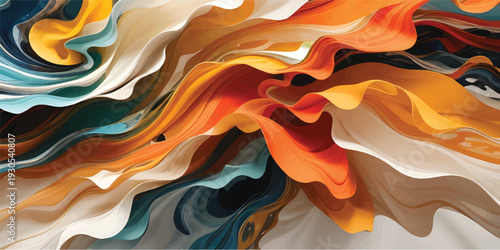 Abstract liquid wave background with orange and yellow silk textures featuring flowing flame patterns and soft smoke motion swirls in a vibrant heat design
