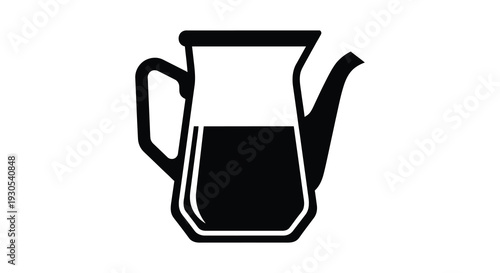 A striking black and white image of a coffee pot creatively designed with a bold silhouette high quality professional detailed modern