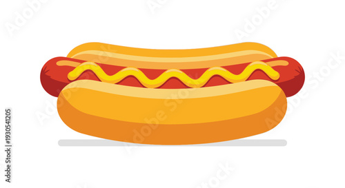 A vibrant illustration depicts a classic hotdog with mustard and a bun showcasing a striking silhouette high quality professional detailed modern