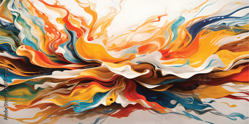 Seamless abstract fire flames background featuring golden orange liquid waves and swirling light patterns in a vector illustration design