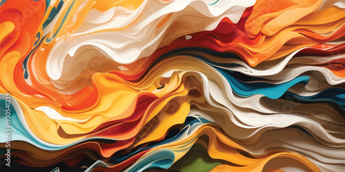 Abstract orange background featuring a golden liquid flow with wavy 3d metallic textures and silk fabric swirls in an artistic fluid design