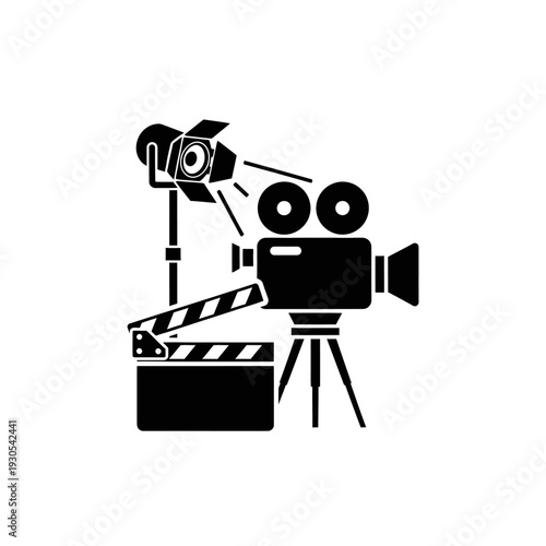 Creative Film Camera and Movie Production Equipment Setup for Filmmaking