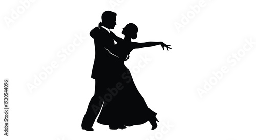 A romantic couple intimately embraces while ballroom dancing their forms captured as a striking silhouette high quality professional detailed modern elegant