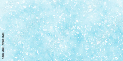Watercolor grunge stain with hand paint pattern on blue and white splash with beautiful bokeh and bubble canvas. Blue watercolor vector snowflake background. hand paint watercolor and paper texture.
