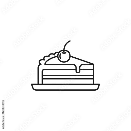 Delicious Slice of Chocolate Cake with Cherry and Whipped Cream for Dessert