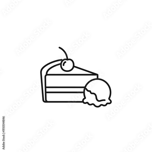 Delicious Slice of Chocolate Cake with Cherry and Vanilla Ice Cream